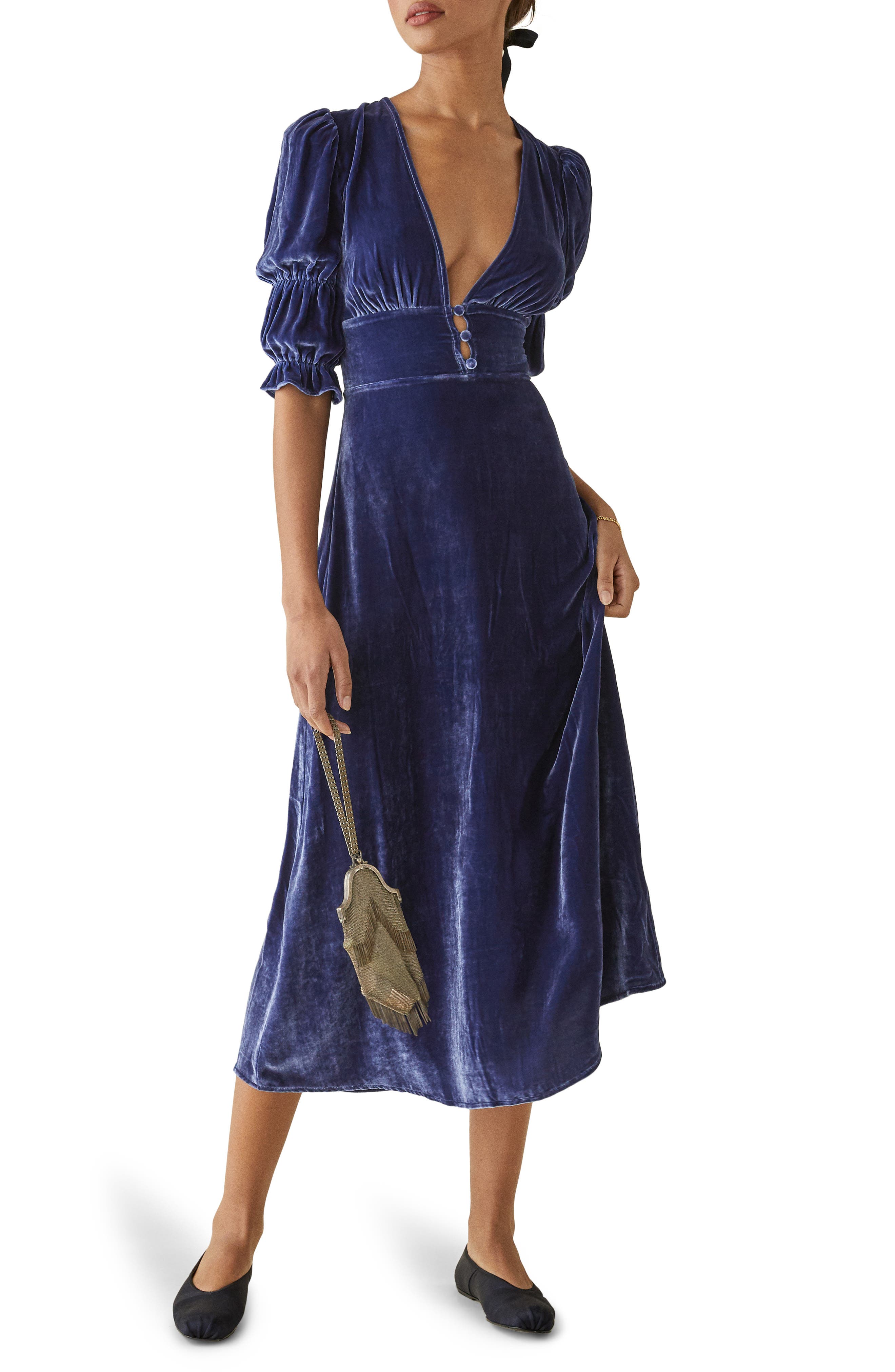 Standards /& Practices Womens Velvet Wrap Satin Belt Midi Coat Dress